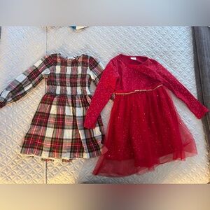 Lot 2 dresses Hanna Andersson Red and Plaid Kids Formal Dresses size 5.